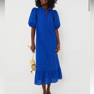 Royal Blue Eyelet Middi Tyrall Dress